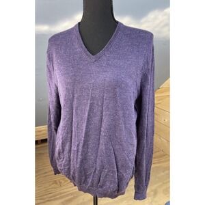 Calvin Klein Merino Wool V‎ Neck Pullover Sweater Womens M Fall Cozy Preppy Soft